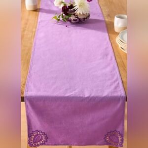 Anthropologie Ines Lace Table Runner Table Runner with Lace Detail Purple